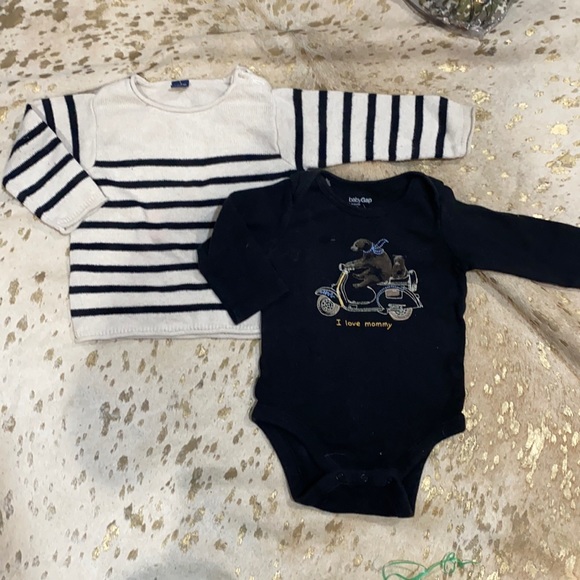 Boy Long Sleeve Onesie/Striped Sweater Bundle/Set - Picture 2 of 4